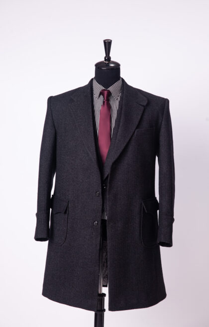 Dark Grey Herringbone Jason Porshe Over Coat 3pcs Set