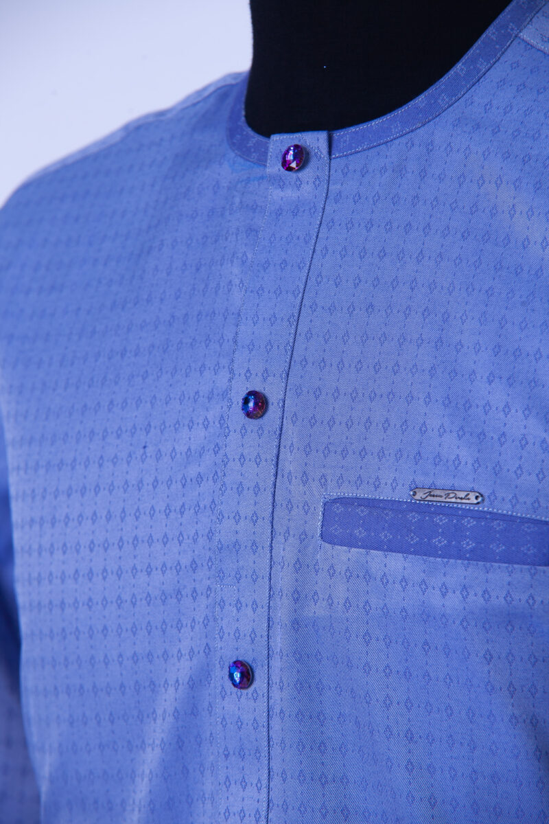 Sky Blue Diamond Print Jason Porshe Kaftan - Image 2