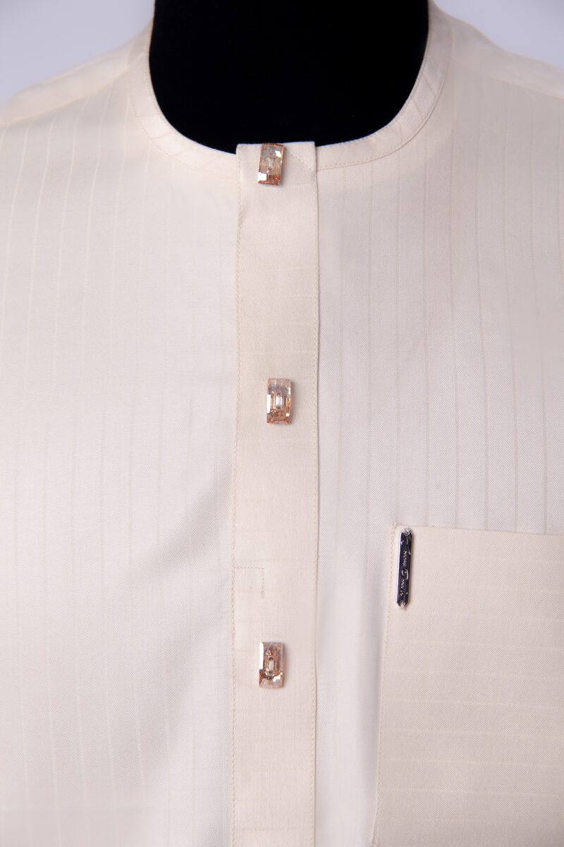 Cream Pin Stripe Jason Porshe Kaftan - Image 2