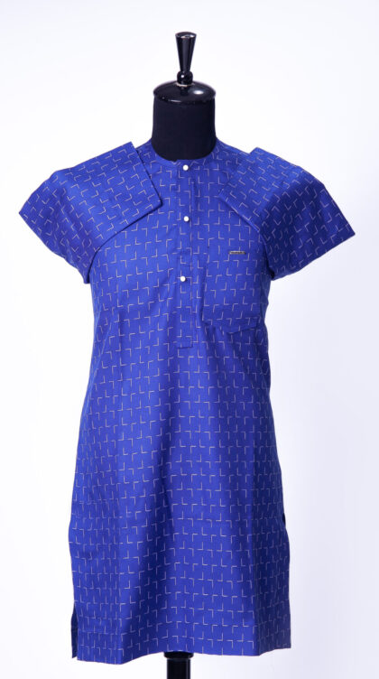 Royal Blue Tetris Print Jason Porshe Kaftan