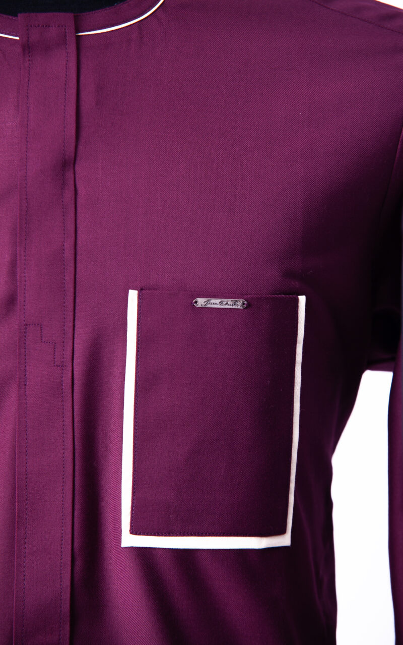 Plain Burgundy Jason Porshe Jalabia Kaftan - Image 2