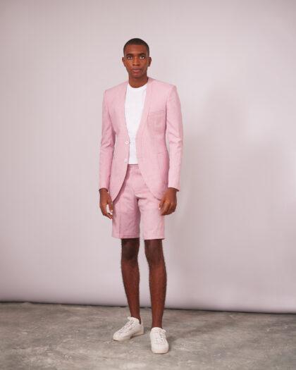 Pink Lapel less Casual Jacket & Short