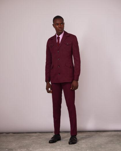 Burgundy Safari 2pc Suit