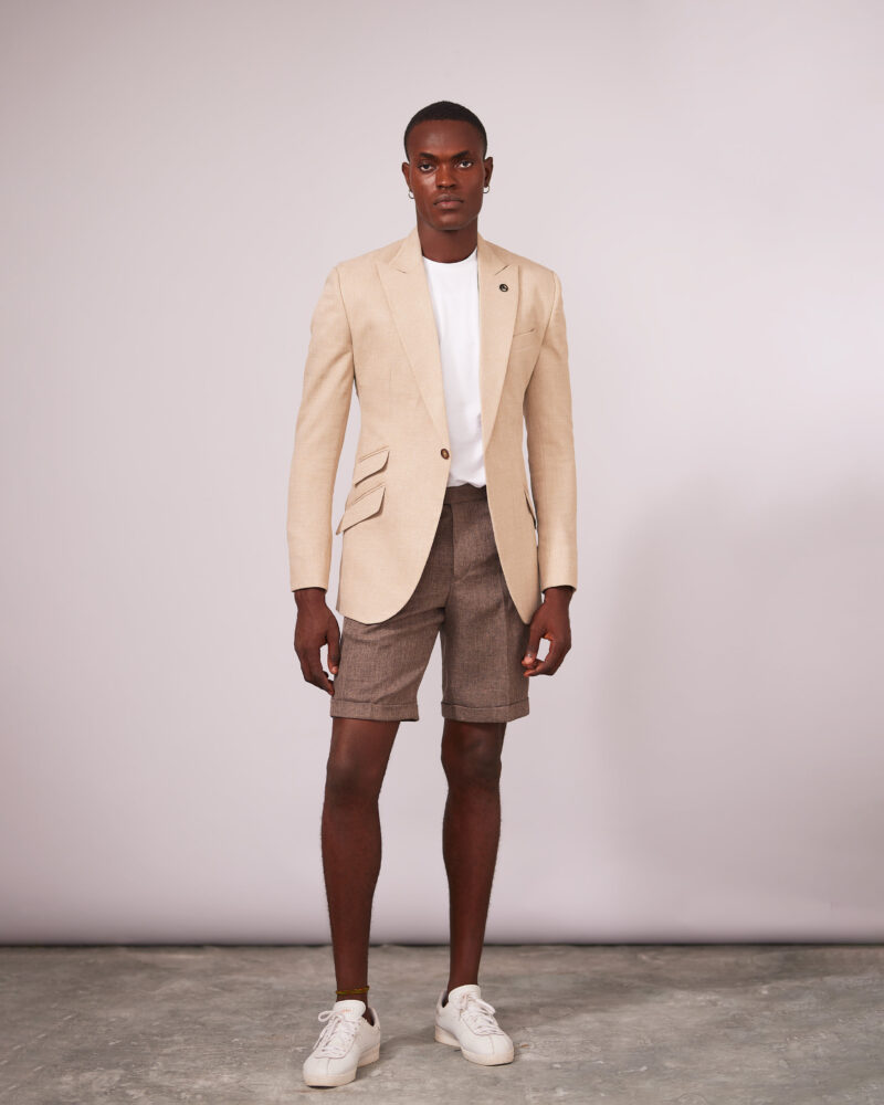 Carton Peak Lapel Jacket, Vintage Coffee Shorts