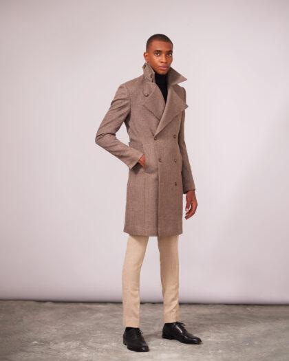 Coffee Bold Notch 2pc Over Coat & Carton Pants