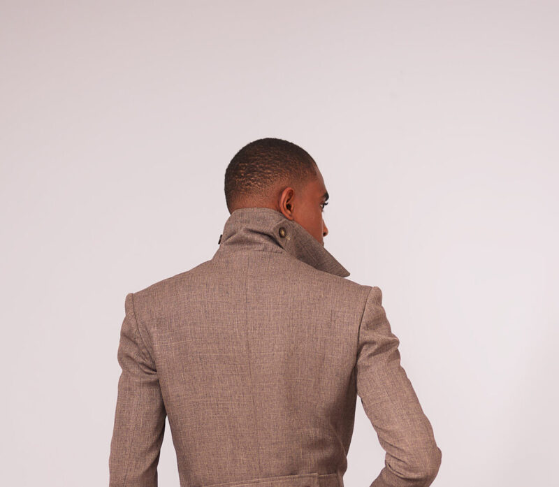 Coffee Bold Notch 2pc Over Coat & Carton Pants - Image 2
