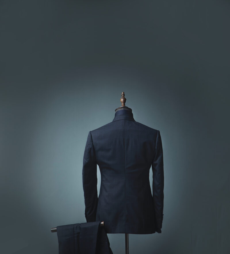 Midnight Blue Window Pane Peak Lapel Jason Porshe Suit - Image 2