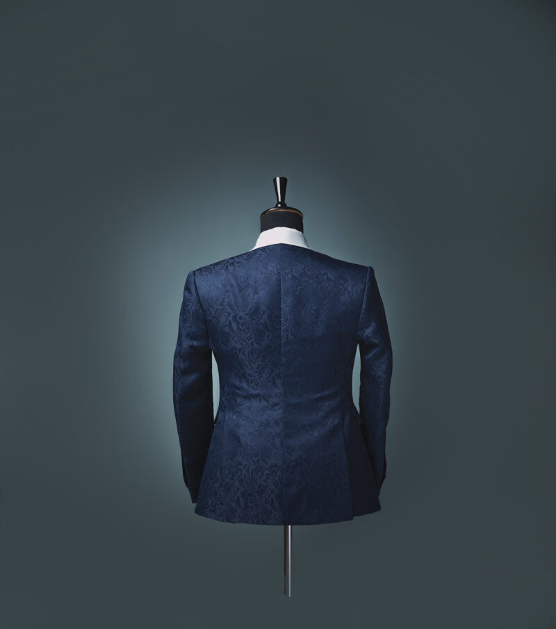 Navy Jacquard Jason Porshe Shawl Lapel Tuxedo - Image 2