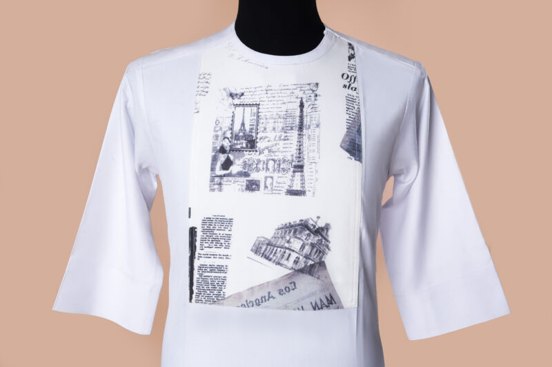 Jason Porshe White Newspaper Print Kaftan - Image 2