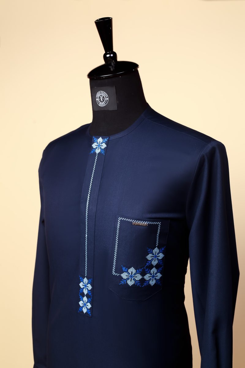 ‘LAG’ - Navy Blue Classic Kaftan - Image 2